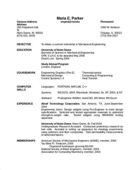 Check out this sample resume for a mechanical engineer below to design and construct the right document for your search, and download the sample resume for a mechanical engineer in word. 10+ Mechanical Engineering Resume Templates - PDF, DOC | Free & Premium Templates