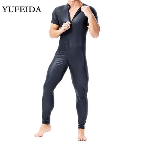 mens undershirts faux leather wetlook tight bodysuit mens clothes wrestling singlet jumpsuit gay