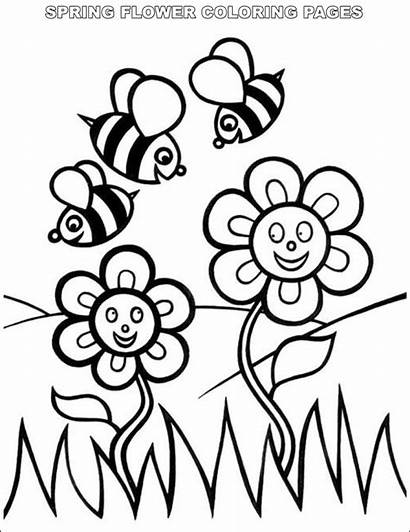 Coloring Pages Spring Flower Bee Bees Flowers