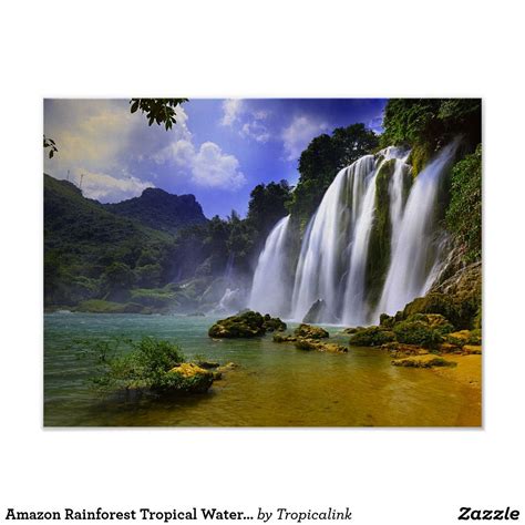Amazon Rainforest Tropical Waterfall Poster In 2021