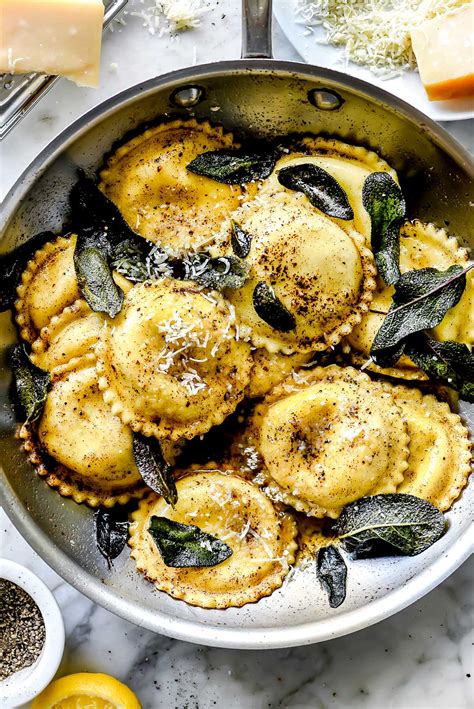Ravioli With Browned Butter And Crispy Sage Foodiecrush Com