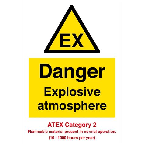 Danger Explosive Atmosphere Atex Category 2 Signs From Key Signs Uk