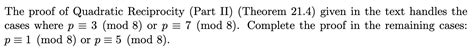 Solved The Proof Of Quadratic Reciprocity Part Ii Theorem