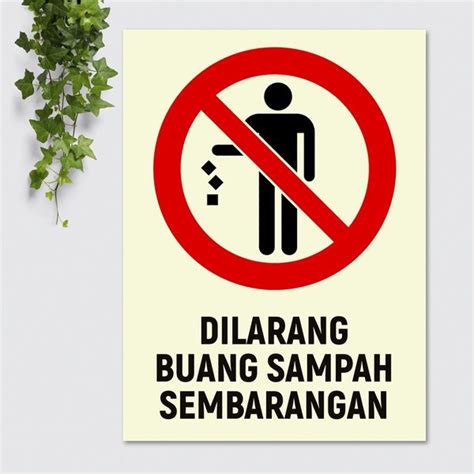 Jual Hiasan Dinding Poster Kayu Rumah Kantor Sign Dilarang Buang Sampah