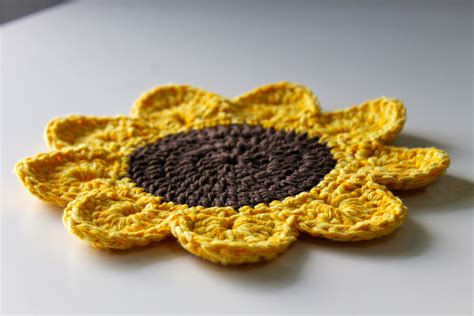 Sunflower Coaster Pdf Crochet Pattern Sunflower Coaster Etsy Uk