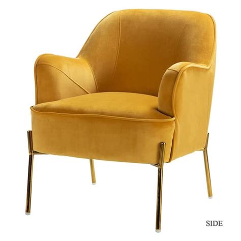 Jayden Creation Nora Modern Mustard Velvet Accent Chair With Gold Metal Legs Chm6154a Mustard