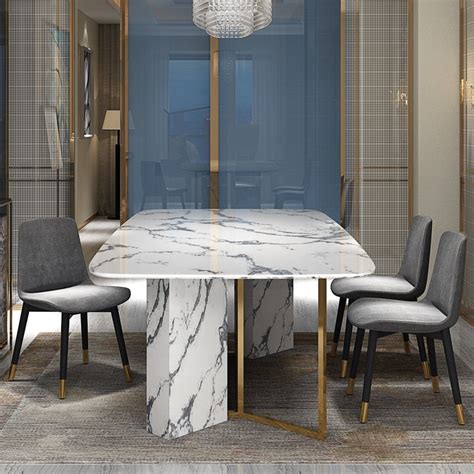 We have a wide selection of brands and options to choose from. Post modern light luxury marble dining table Gold plated ...