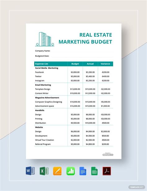 Real Estate Marketing Budget Template Download In Word Google Docs Excel Pdf Google Sheets