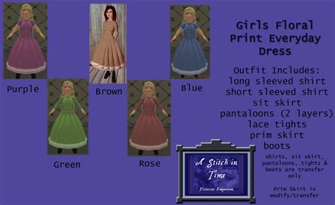 Second Life Marketplace Girls Floral Dress Fat Pack