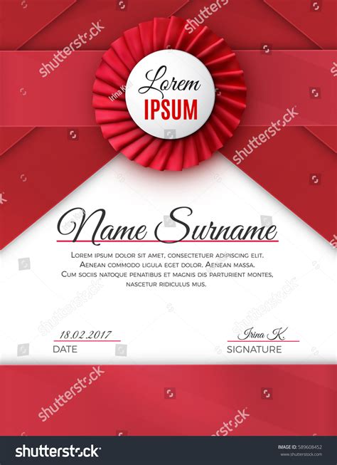 Certificate Template Luxury Rosette Bow Ribbons Stock Vector Royalty