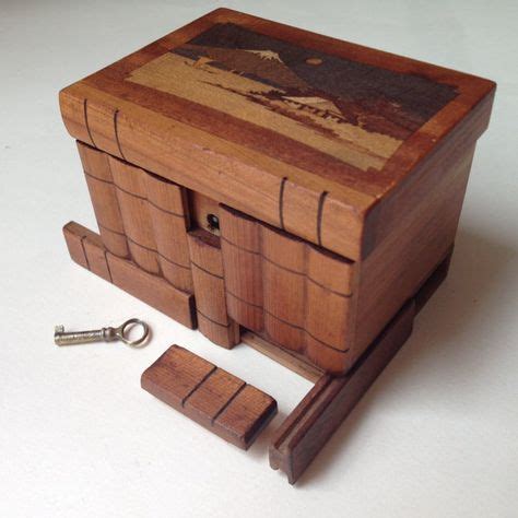 Box frame contains box compartment and top, bottom pieces. Vintage Japanese Puzzle Box Antique Wooden Marquetry Box ...