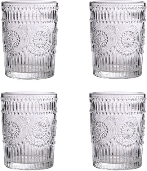 The Pioneer Woman Adeline 16 Ounce Clear Emboss Glass Tumblers Set Of 4 Tumblers