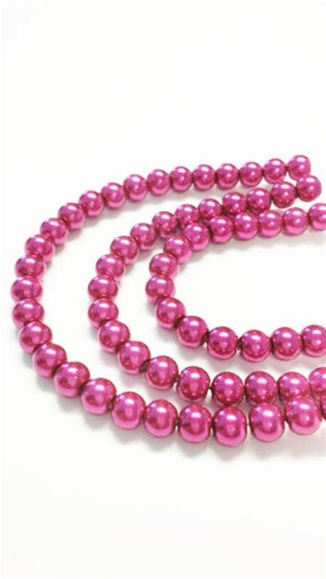 Bulk Pearls Pink 65 Faux Pearls 6mm Glass Pearls Dark Pink Etsy