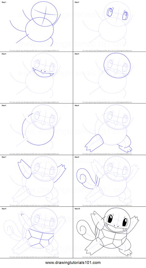 Check below for some step by step drawing guides as well as other anime related tips and advice! How to Draw Squirtle from Pokemon printable step by step drawing sheet : DrawingTutorials101.com