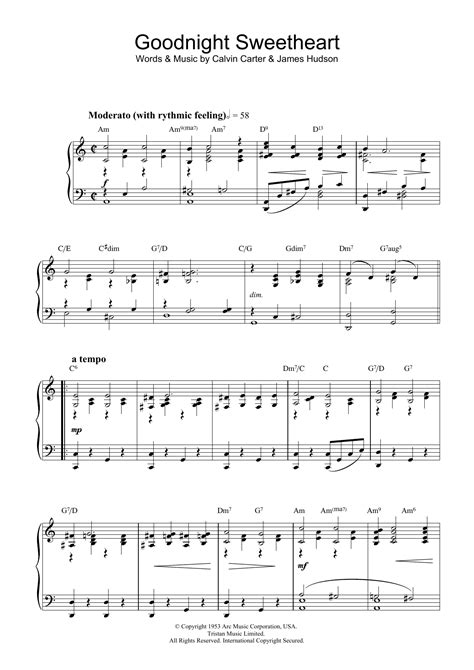 Ray Noble Goodnight Sweetheart Sheet Music Notes Download Printable
