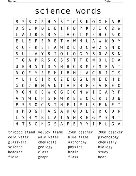 Printable Word Search Science