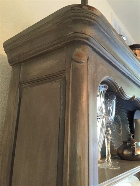 Distressed Detail Chalk Painted Cabinet With Seattle Mist And