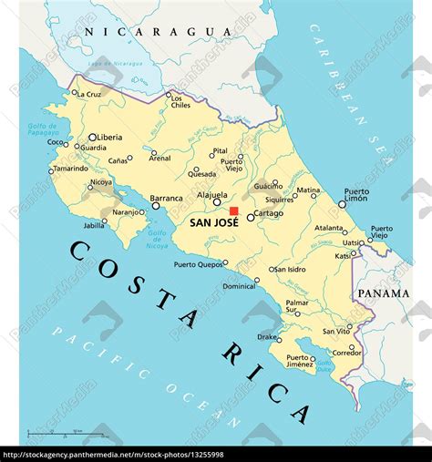 San jose (english) san jos� (italiano) san josé (español) 圣荷西 (中文). costa rica politische karte - Stockfoto - #13255998 ...