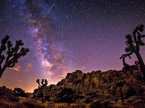 Joshua Tree National Park California Usa Milky Way Desert Area With