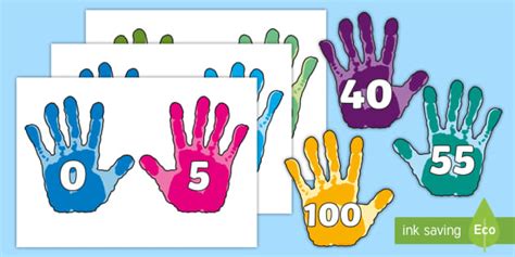 Counting In 5s Numbers On Hands Display Activity