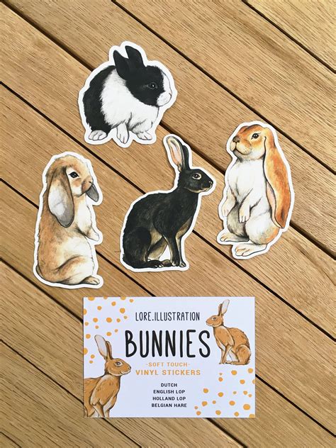 Bunnies Stickers Rabbits Bunny Vinyl Stickers Matt Soft Etsy Uk