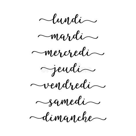 Hand Lettered Days of the Week in French. Lettering for Calendar ...