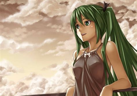 Image Vocaloid Hatsune Miku Long Hair Green Eyes Green