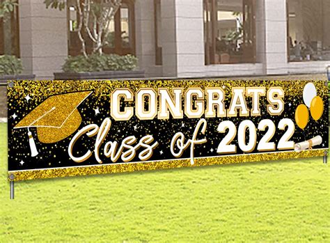 Buy Large Congrats Grad Banner Gold Class Of 2022 Banner Backdrop