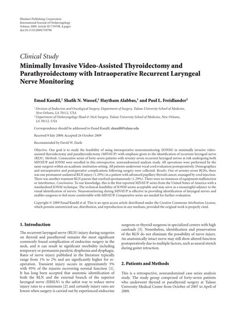Pdf Minimally Invasive Video Assisted Thyroidectomy And