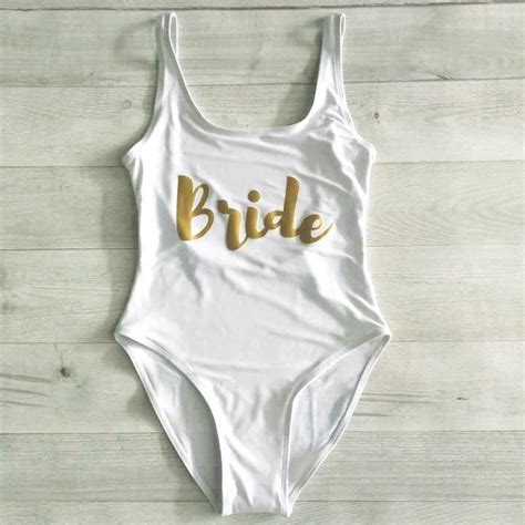 Bride Bathing Suit White Gold Bride Whole Piece Swimsuit Ebay