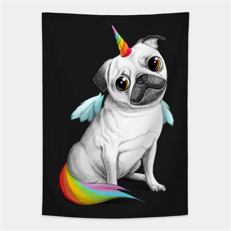Pug Unicorn Pug Tapestry Teepublic