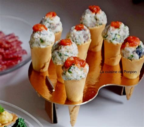 Amuse bouche cornet aux rillettes de maquereau