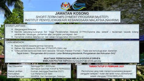 The rest they say is history. Iklan Jawatan National Water Research Institute of ...