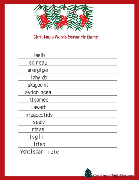 Search Results For Christmas Word Scramble Printable