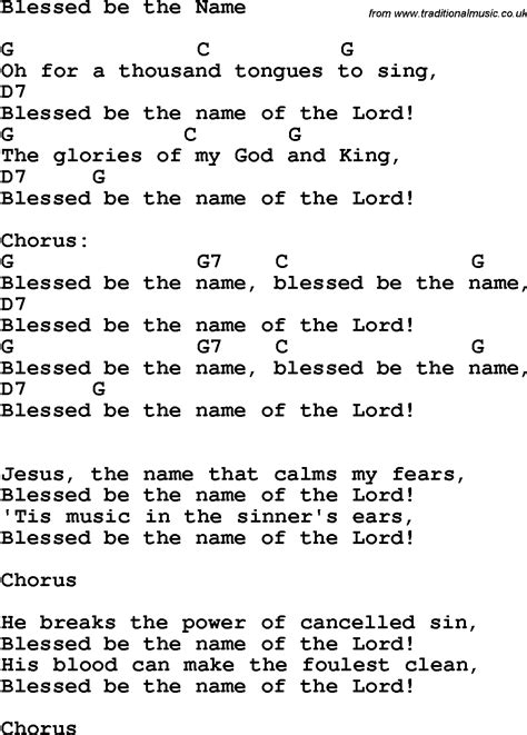Country Southern And Bluegrass Gospel Song Blessed Be The Name Lyrics