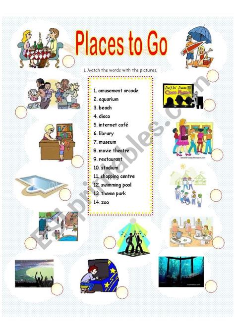 Places To Go Worksheet Places To Go Vocabulary Worksheets Places
