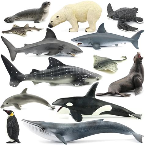 Original Animal Toys Ocean Sea Animals Bule Whale Shark Jaws Tiger