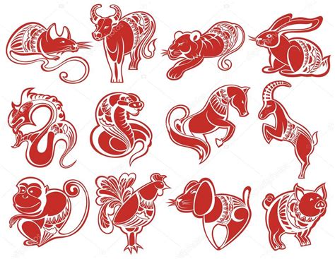 Chinese Papercut Zodiac Icons Stock Vector By ©ksyshakiss 91707172