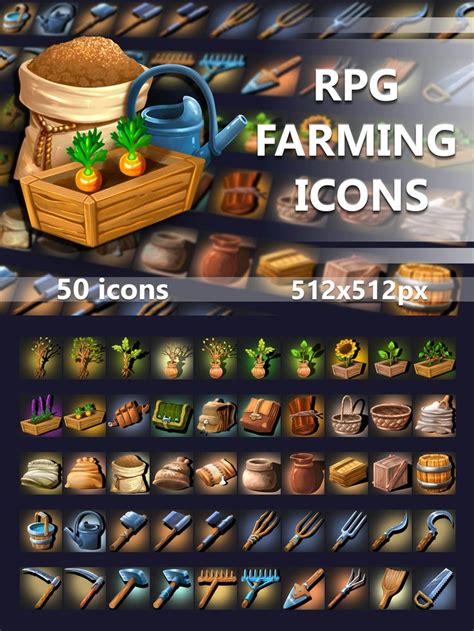 50 Rpg Farming Icons Icon Rpg Farm Games