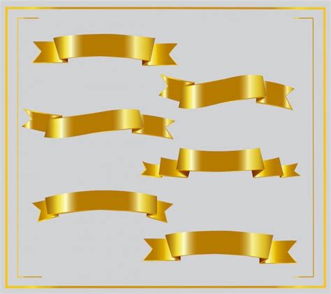 Premium Vector Set Of Gold Ribbons