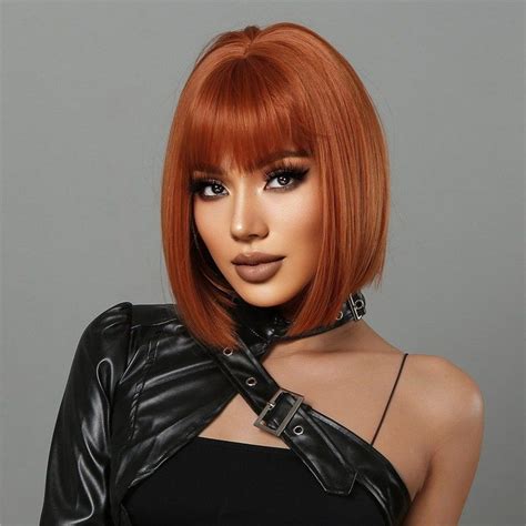 Ginger Bob Wig Etsy Australia Short Bob Wigs Wigs With Bangs Red Wigs