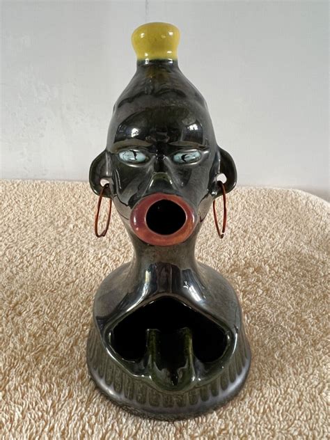 Vintage Ceramic African Jungle Native Woman Ashtray Incense Smoke Out Of Mouth Ebay