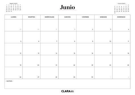 Calendario Junio 2023 Para Imprimir En  Y Pdf Gratis