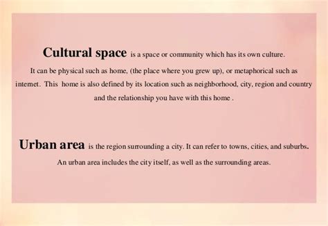 Cultural Space And Urban Place