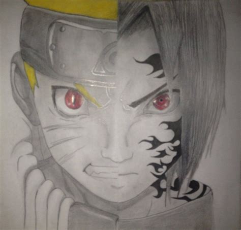 Naruto Sasuke Half Face By Zeenzor Deviantart Com On Deviantart Half Face Drawing Deviantart