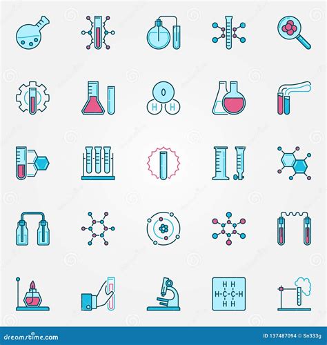 Chemistry Creative Icons Set Chemical Science Vector Signs Stock