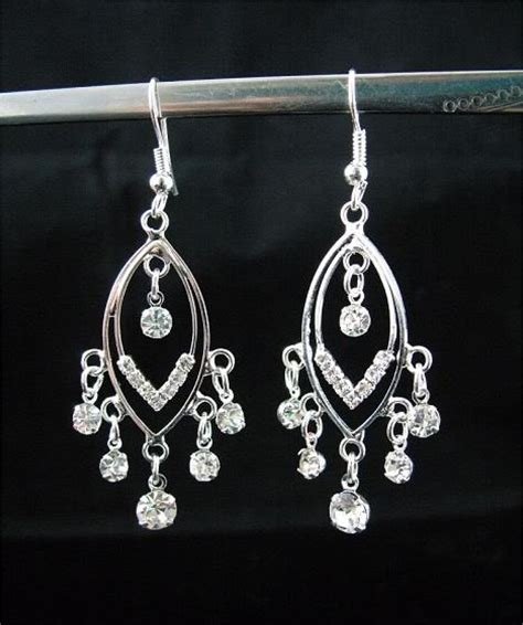 Beautiful Crystal Silver Plated Chandelier Earrings Earrings