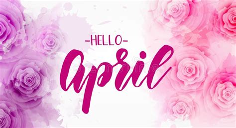 Hello April Floral Spring Concept Banner Stock Vector Illustration