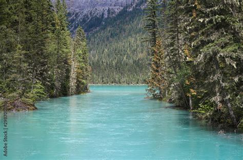 Turquoise Robson River At Kinney Lake In Mt Robson Provincial Park