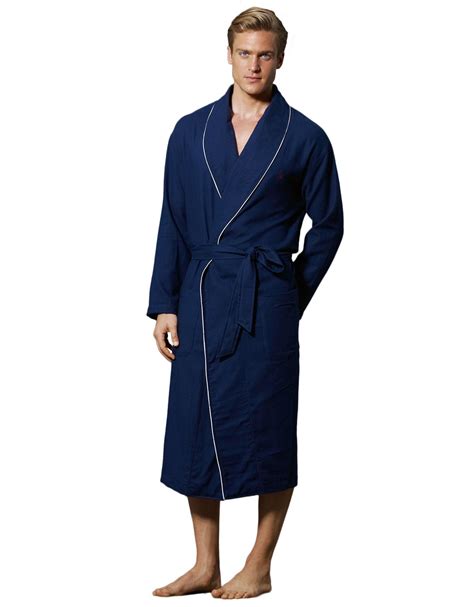 polo ralph lauren belted plaid cotton robe in blue for men navy lyst